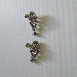 Coro rhinestone earrings vintage paste diamond clip costume jewelry